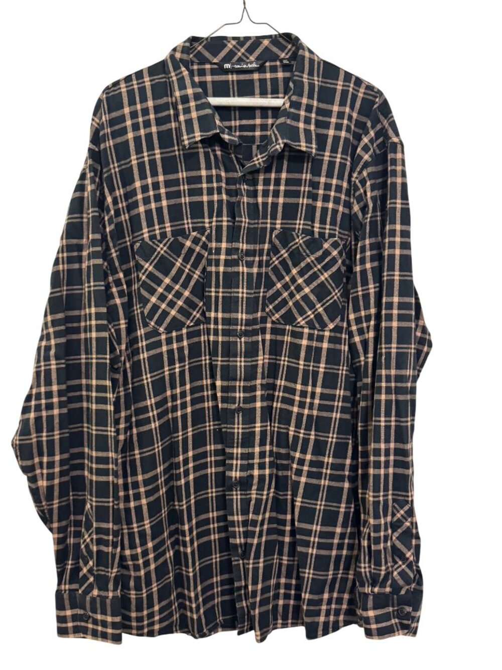 Travis Mathew Mens XXXL Black & Tan Plaid Long Sleeve Button-Up Shirt